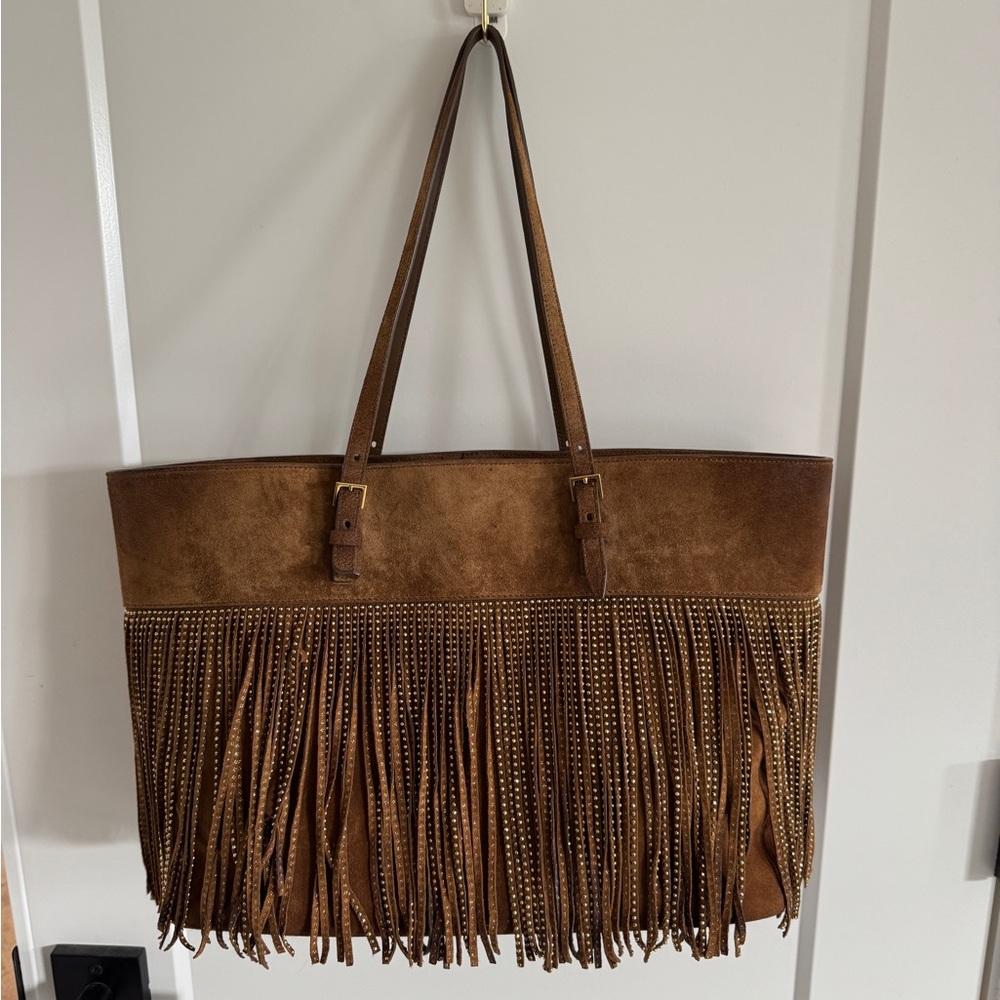 Yves Saint Laurent Tan Suede Fringe Tote - Picture 2 of 10